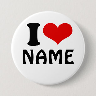 Customisable Valentines Day I love Heart Custom 7.5 Cm Round Badge