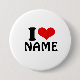 Customisable Valentines Day I love Heart Custom 7.5 Cm Round Badge