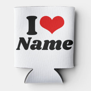 Customisable Valentines Day I love Heart Custom Can Cooler