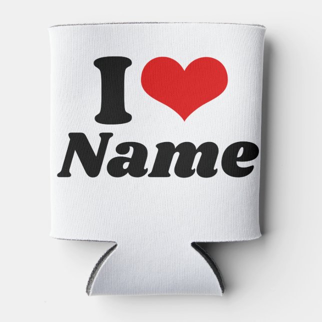 Customisable Valentines Day I love Heart Custom Can Cooler (Front)