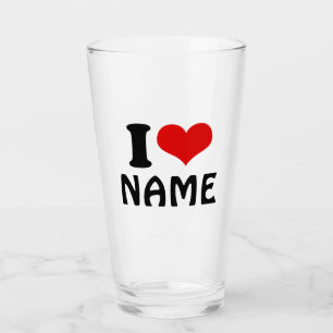 Customisable Valentines Day I love Heart Custom Glass