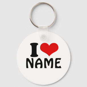 Customisable Valentines Day I love Heart Custom Key Ring