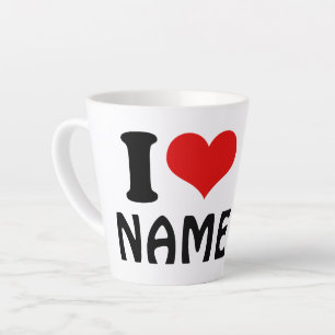 Customisable Valentines Day I love Heart Custom Latte Mug