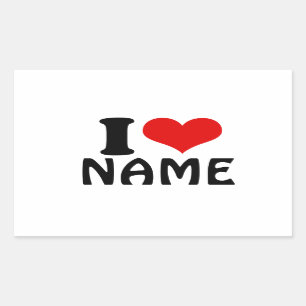 Customisable Valentines Day I love Heart Custom Rectangular Sticker
