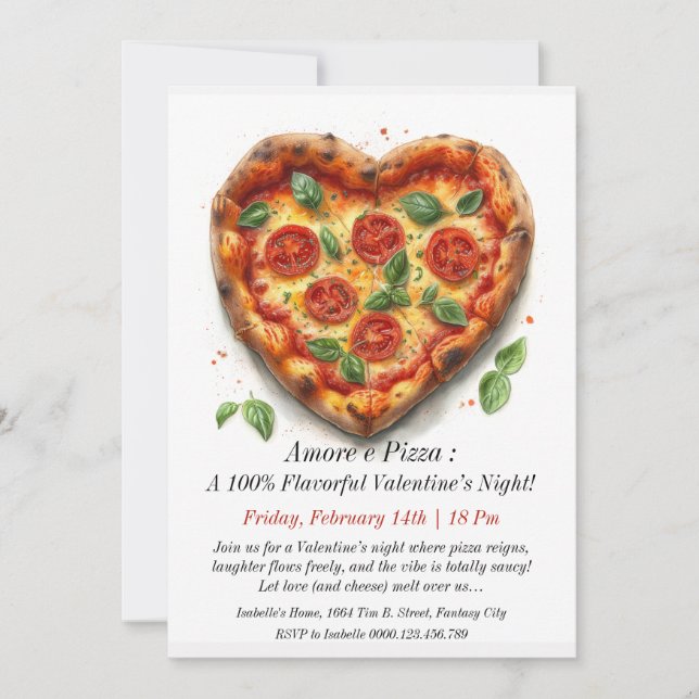 Customisable Valentine's Day Invitation - Pizza (Front)