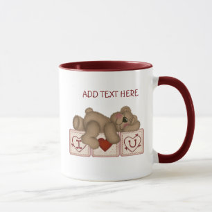 Customisable Valentine's I Love You Teddy Bear Mug