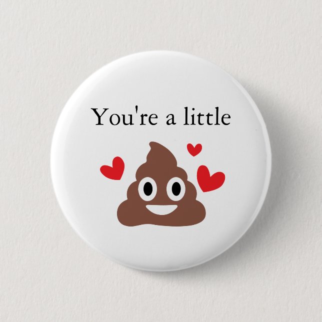 Customisable Valentines Poo Emoji 6 Cm Round Badge (Front)