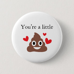 Customisable Valentines Poo Emoji 6 Cm Round Badge