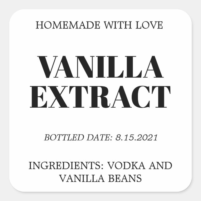 Customisable Vanilla Extract Label AF_01sq (Front)
