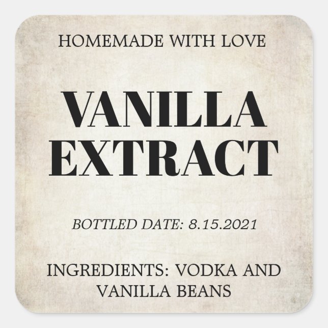 Customisable Vanilla Extract Label AF_01sqBK (Front)