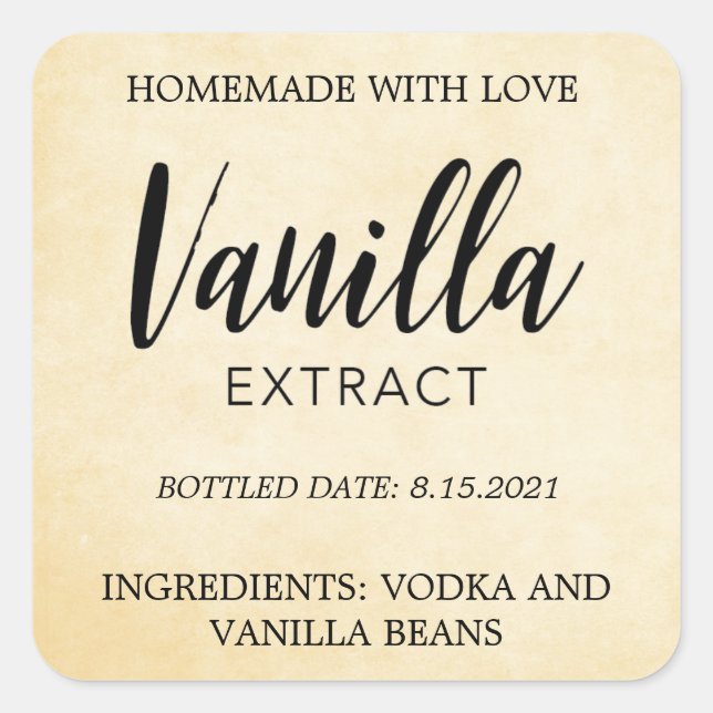 Customisable Vanilla Extract Label VE003_02sq (Front)