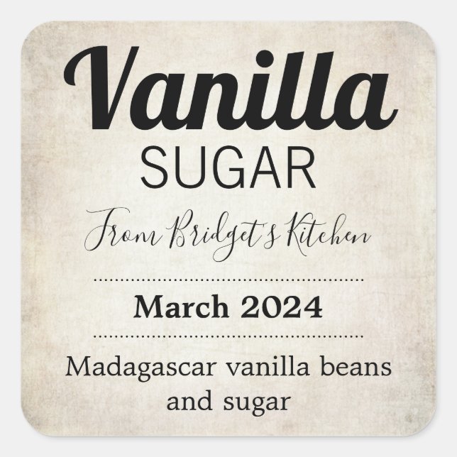 Customisable Vanilla Sugar BL_01sq Square Sticker (Front)