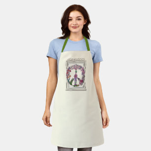 Customisable Vegan Floral Peace Sign Cute Flowers Apron