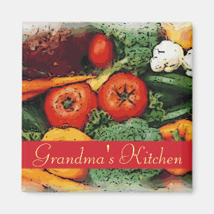 Customisable vegetable art kitchen magnet