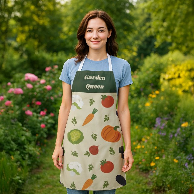 Customisable Veggie Pattern Apron – Sunshine & Veg (Creator Uploaded)