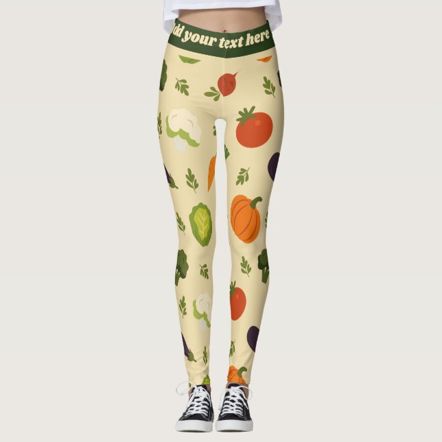 Customisable Veggie Pattern Leggings – Whimsical (Front)