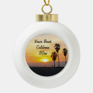 Customisable Venice Beach California Sunset Xmas Ceramic Ball Christmas Ornament
