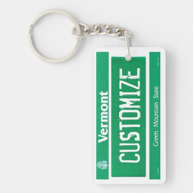 Customisable Vermont license plate keychain (Front)