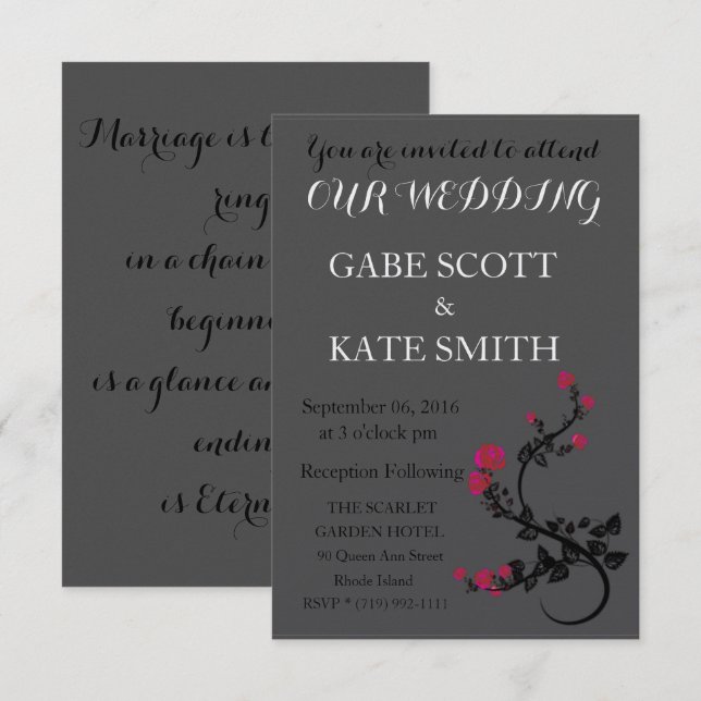 Customisable Verse WEDDING INVITATION (Front/Back)