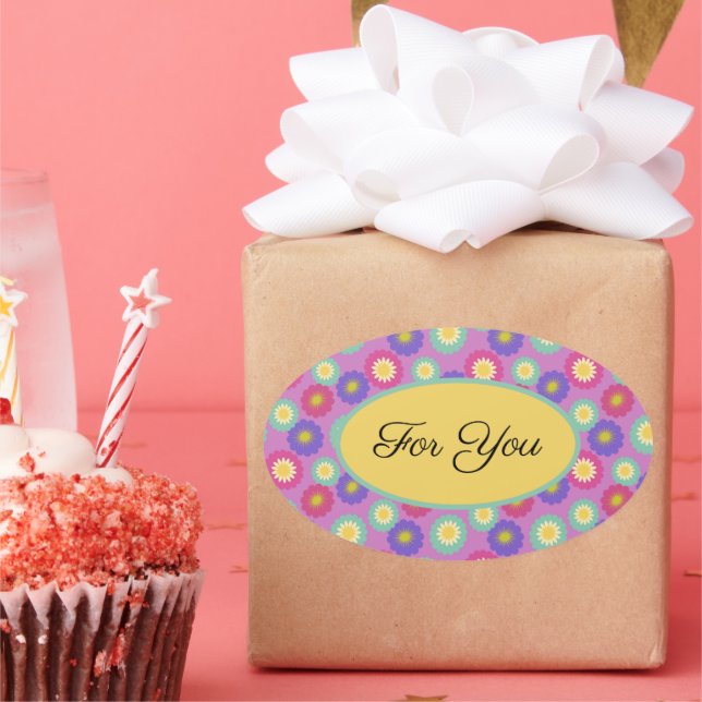 Customisable Vibrant Retro Floral Stickers (Party)