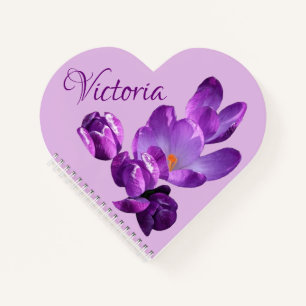 Customisable Victoria name purple crocus floral Notebook
