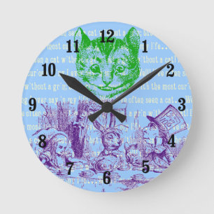 Customisable Vintage Alice in Wonderland Round Clock