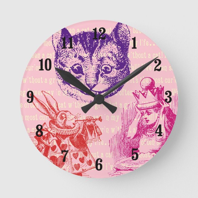 Customisable Vintage Alice in Wonderland Round Clock (Front)