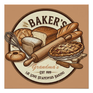 Customisable Vintage Baker’s Glossy Poster