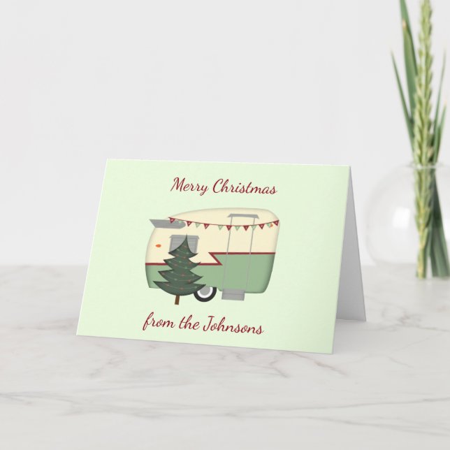 Customisable Vintage Camper Christmas Card (Front)