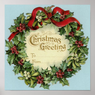 Customisable Vintage Christmas Greeting Poster