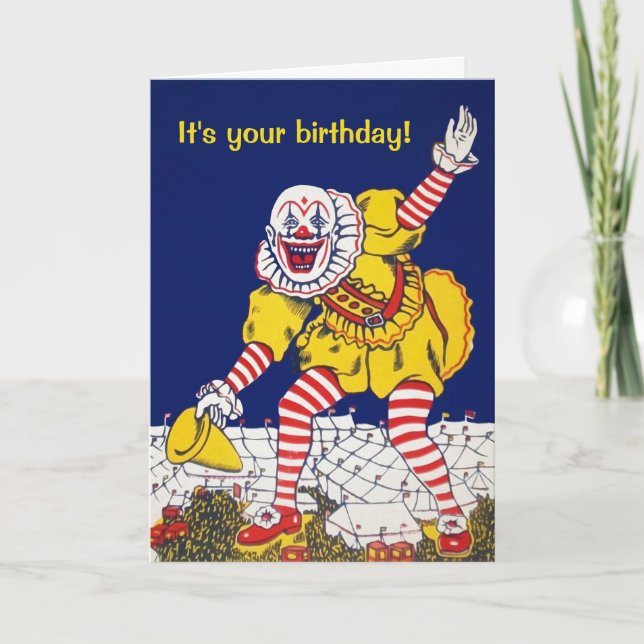 Customisable Vintage Clown Greeting Card (Front)