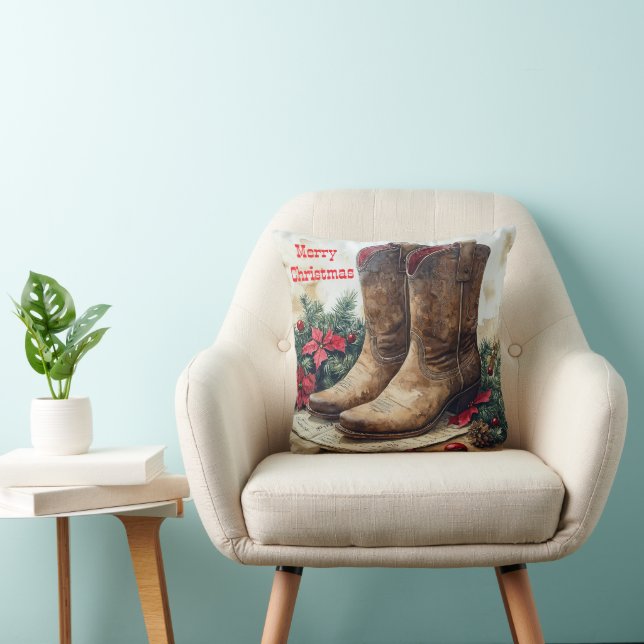 Customisable Vintage Cowboy Christmas  Cushion (Chair)