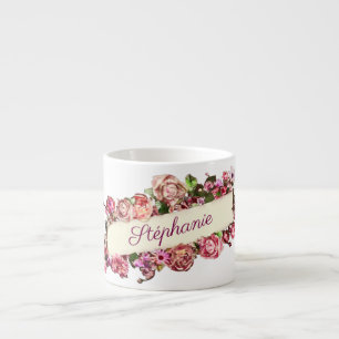 Customisable Vintage Cute Girly Floral Bridesmaid Espresso Cup