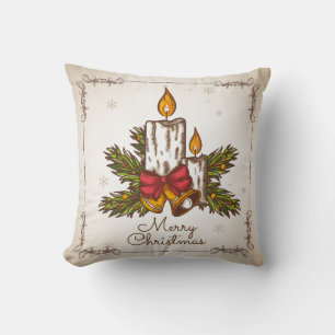 Customisable Vintage Family Christmas Candle Cushion