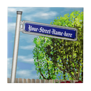Customisable vintage German street sign - Ceramic Tile