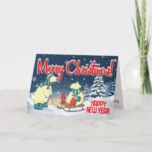 Customisable Vintage Holiday Bears Christmas Card