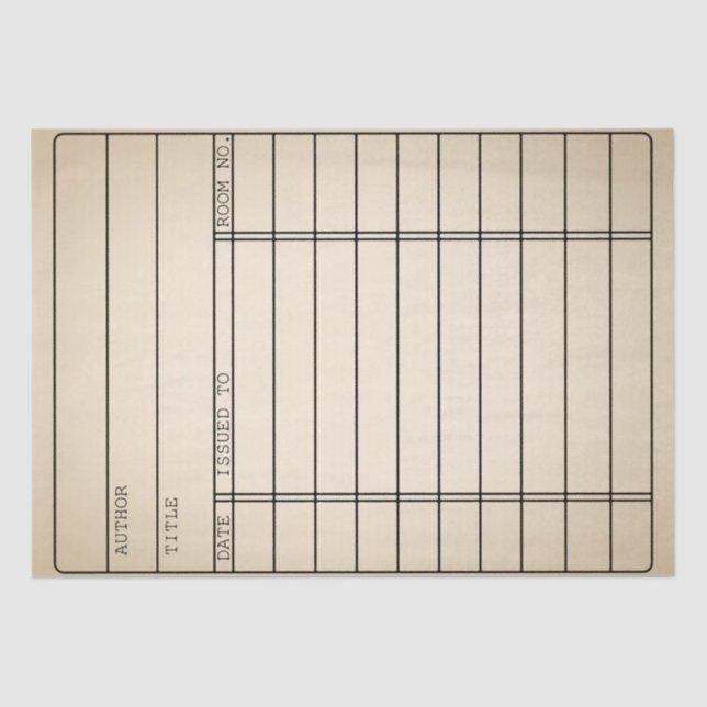 Customisable Vintage Library Book Card Tissue Wrap Paper (Front)