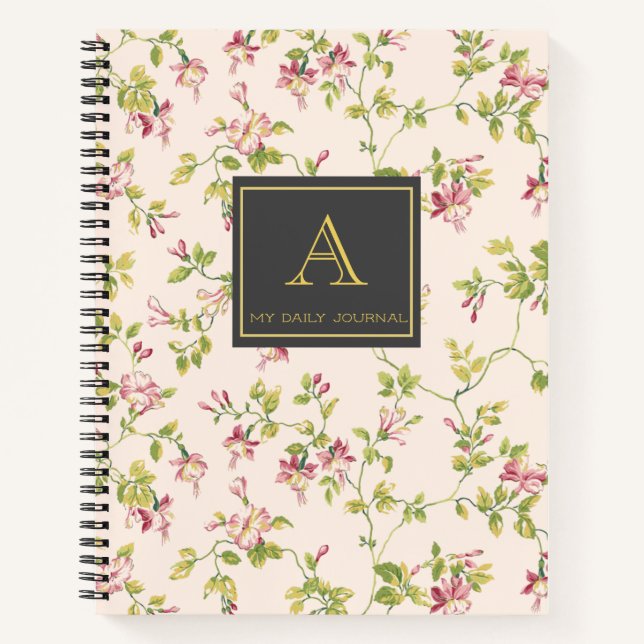 Customisable Vintage Monogram Floral Journal (Front)