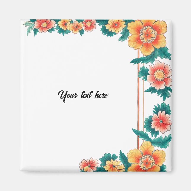 Customisable Vintage Orange Blossom Frame Magnet (Front)