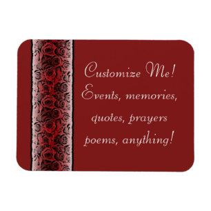 Customisable vintage red rose stripe magnet