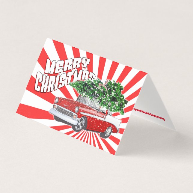 Customisable Vintage Retro Classic Car Christmas (Front)