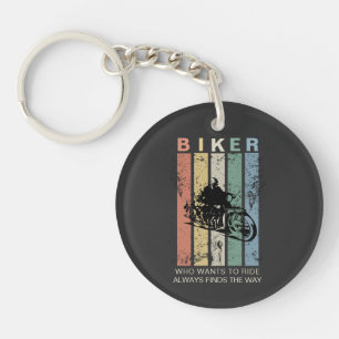 Customisable Vintage Retro Distressed Biker Key Ring