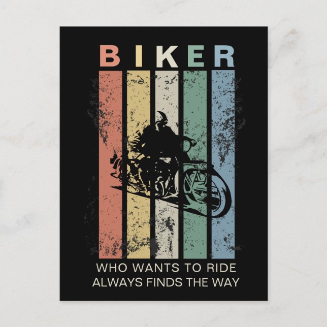 Customisable Vintage Retro Distressed Biker Postcard (Front)