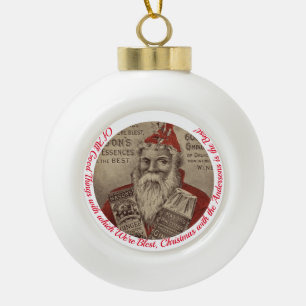 Customisable Vintage Santa Ceramic Ball Christmas Ornament