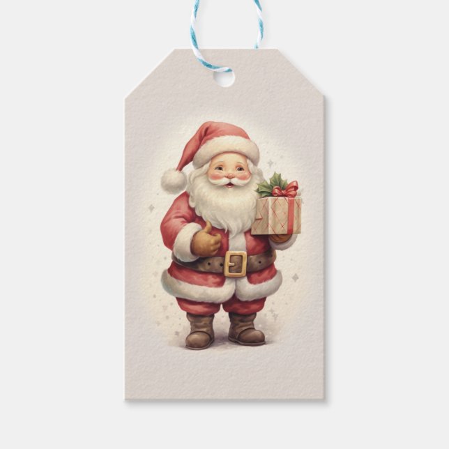 Customisable Vintage Santa Claus Gift Tags (Front)