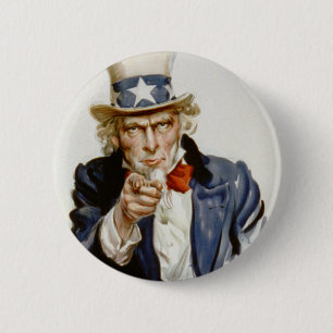 Customisable Vintage Uncle Sam 6 Cm Round Badge