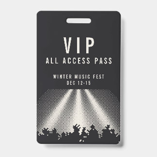 Customisable VIP All Access Music Fest Pass ID Badge