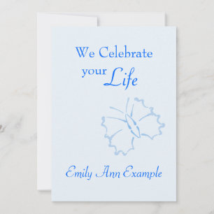 Customisable Wake / (Living) Funeral -- Butterfly Invitation