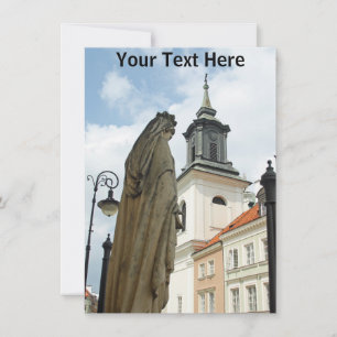 Customisable Warsaw church and statue, Poland card