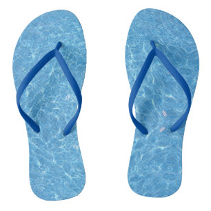 Customisable Water Aqua Blue Slim Straps Adult Thongs